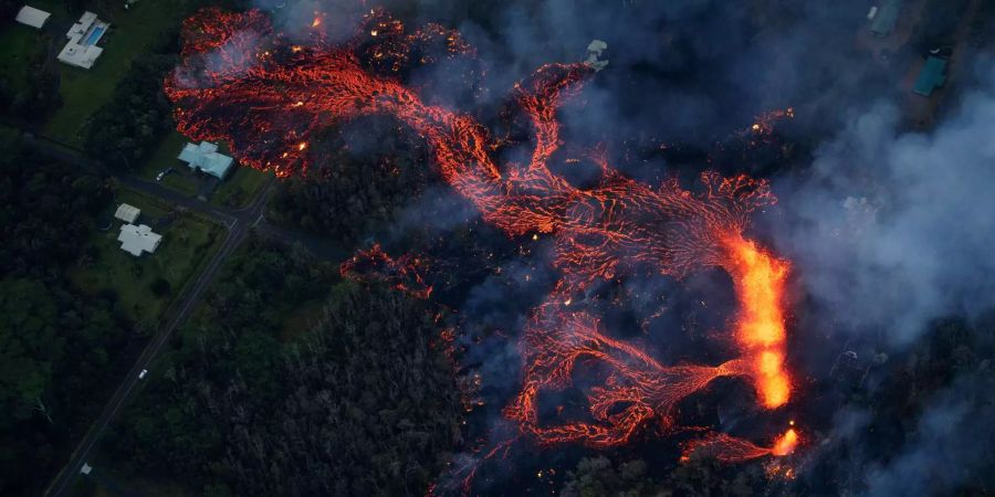 Mindestens 26 Häuser im Wohngebiet Leilani Estates östlich des Kilauea Vulkans wurden vernichtet.