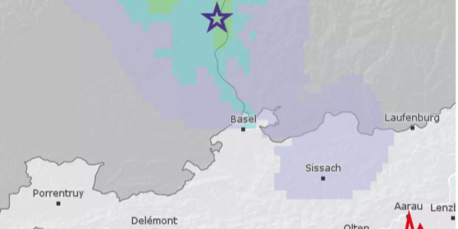 Das Beben von heute Nacht ereignete sich im Westen der deutschen Stadt Müllheim an der deutsch-französischen Grenze.