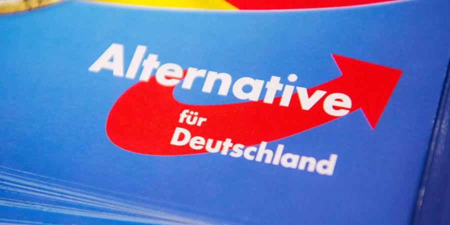 Das Logo der AfD auf einem Flyer.