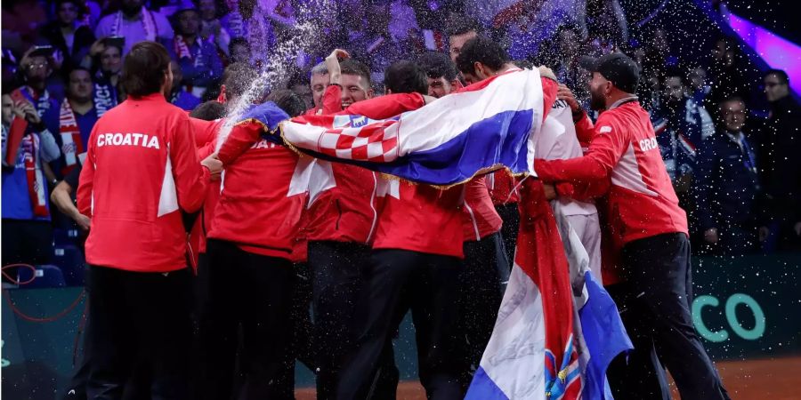 Kroatien feiert in Lille den Gewinn des Davis Cups.