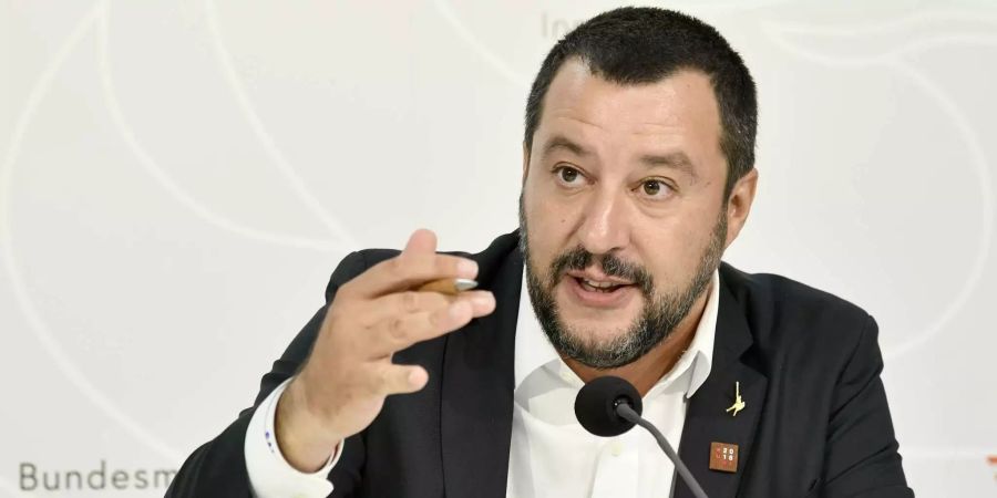 Matteo Salvini, Innenminister von Italien, spricht auf der Migrationskonferenz in Wien.