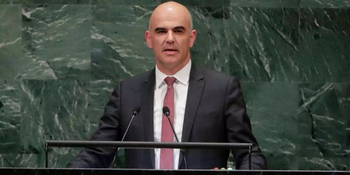 Der Schweizer Bundesrat Alain Berset. vierte welle tief