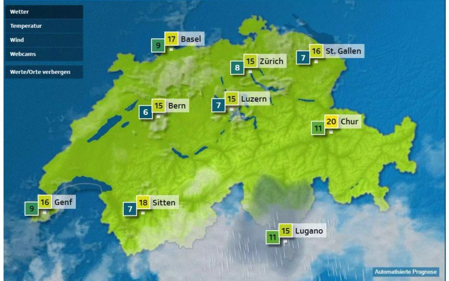 In der ganzen Schweiz werden am Montag milde Temperaturen erwartet.