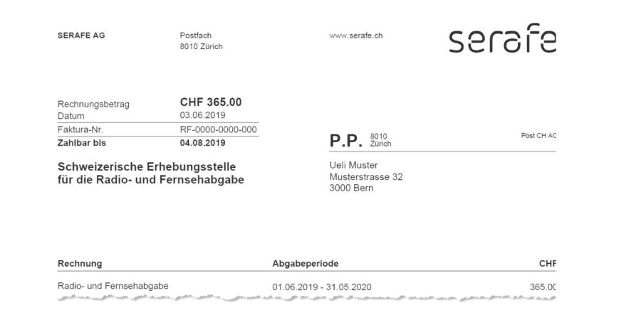 So soll die Serafe-Rechnung aussehen.