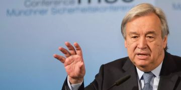 UN-Generalsekretär António Guterres spricht in München.