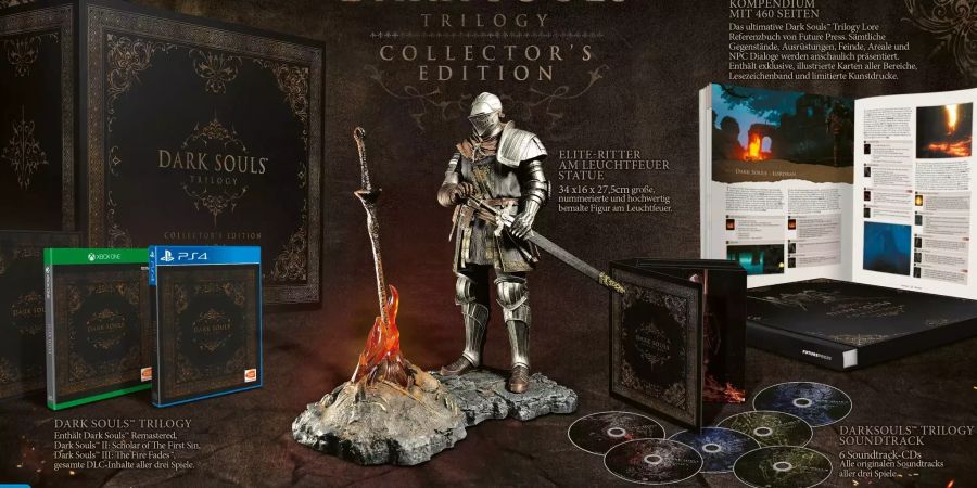 Die Inhalte der Dark Souls: Trilogy Collectors Edition sind ausgelegt.