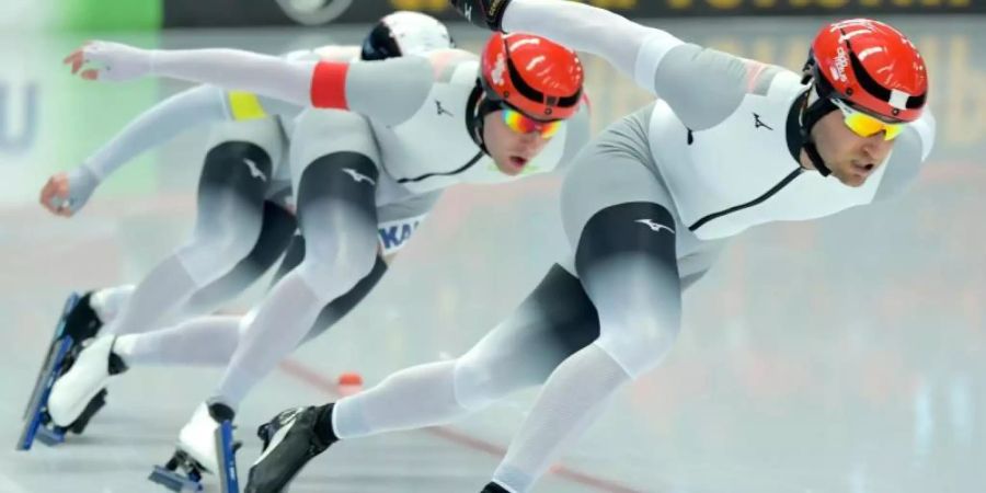 Die Brüder Nico und Denny Ihle sowie Joel Dufter kamen in deutscher Rekordzeit von 1:20,59 Minuten auf den vierten Platz. Foto: Peter Kneffel
