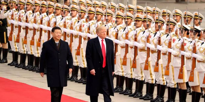 Feierlicher Empfang für Donald Trump in Peking. Feierlicher Empfang für Donald Trump in Peking.