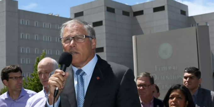 Der Gouverneur des US-Bundesstaates Washington, Jay Inslee Der Gouverneur des US-Bundesstaates Washington, Jay Inslee