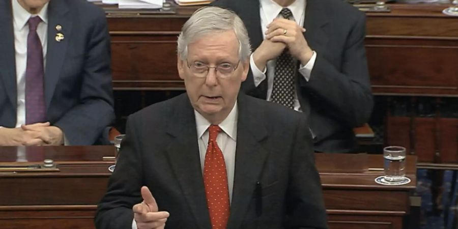 Die Debatte über das Prozedere für das Amtsenthebungsverfahren gegen US-Präsident Donald Trump im US-Senat gestaltet sich zäh. Im Bild der republikanische Mehrheitsführer Mitch McConnell.