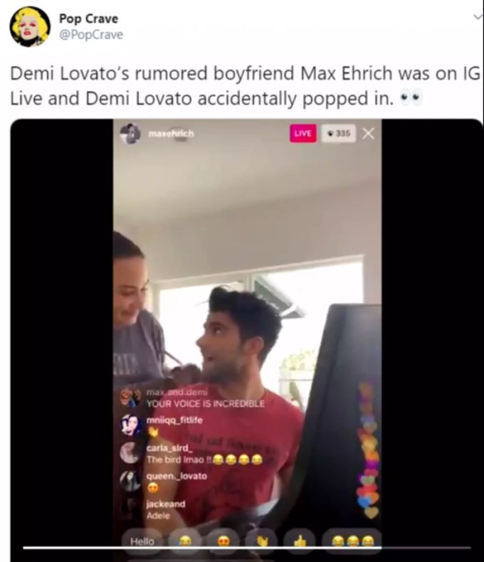 Hier läuft Demi Lovato in den Livestream von Max Ehrich. demi lovato
