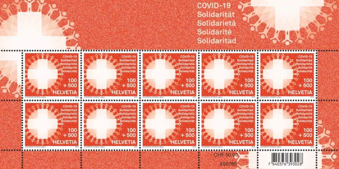 Die Post bringt eine neue Briefmarke raus. Zum neuen Sujet wurde das Coronavirus gemacht. Post Briefmarke Coronavirus
