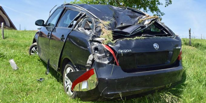 Das Unfallfahrzeug in Menznau LU. menznau