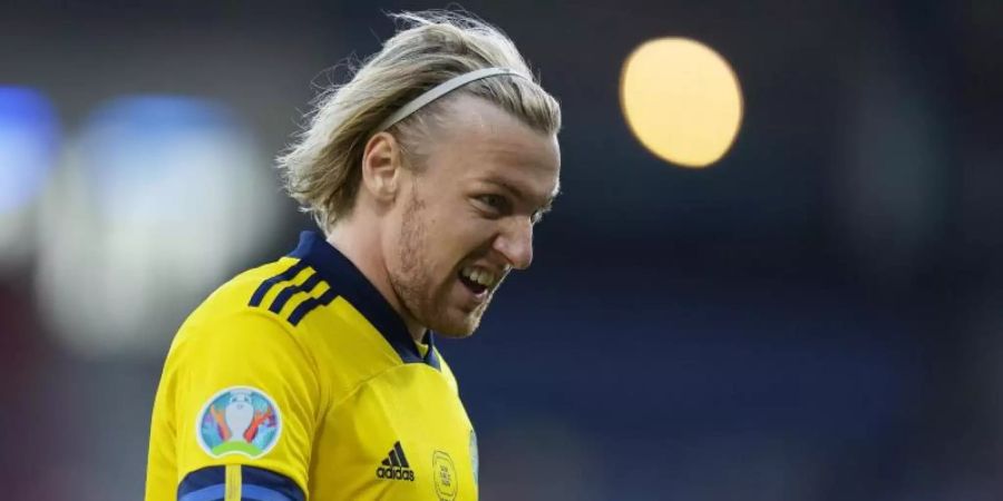 Für Emil Forsberg und Schweden ist die EM beendet. Foto: Petr David Josek/Pool AP/dpa