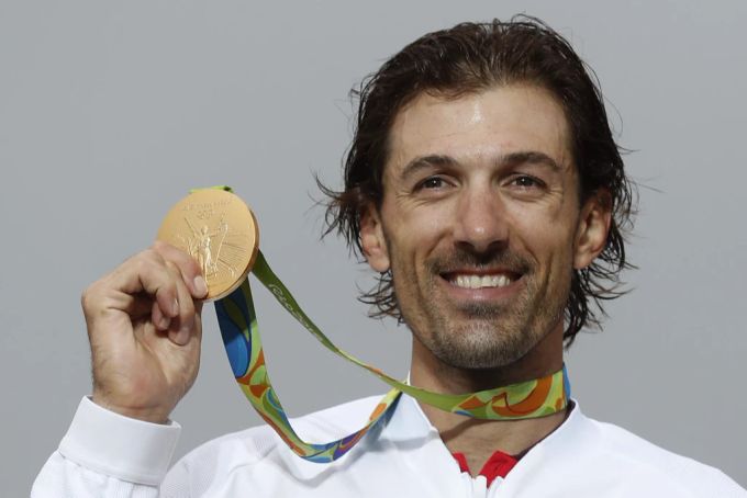 Fabian Cancellara mit seiner Gold-Medaille an den Olympischen Spielen 2016. Fabian Cancellara