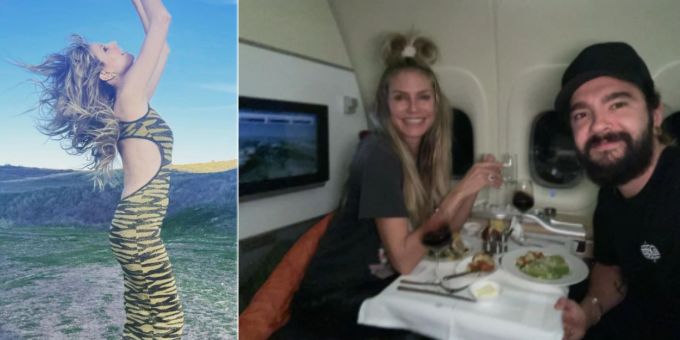 Prost! - Heidi Klum vernichtet Wodka-Vorrat über den Wolken