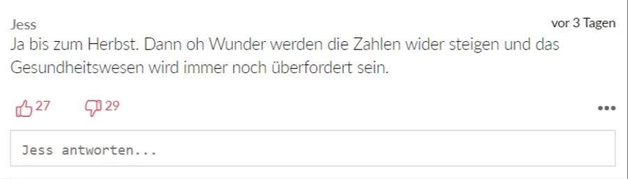 «Jess» befüchtet für den Herbst bereits wieder das Schlimmste.