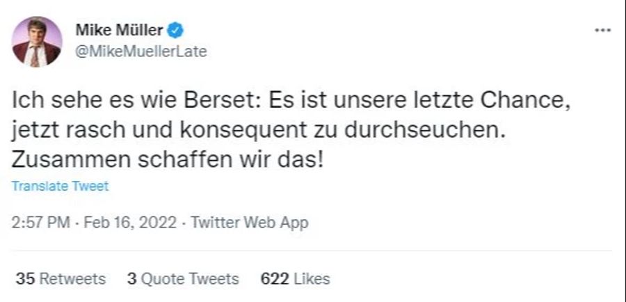 Mike Müller spottet auf Twitter über die Corona-Lockerungen.