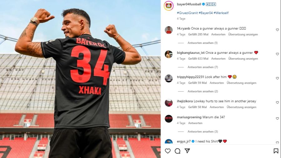 Granit Xhaka unterschreibt bei Bayer Leverkusen einen Vertrag bis 2028.