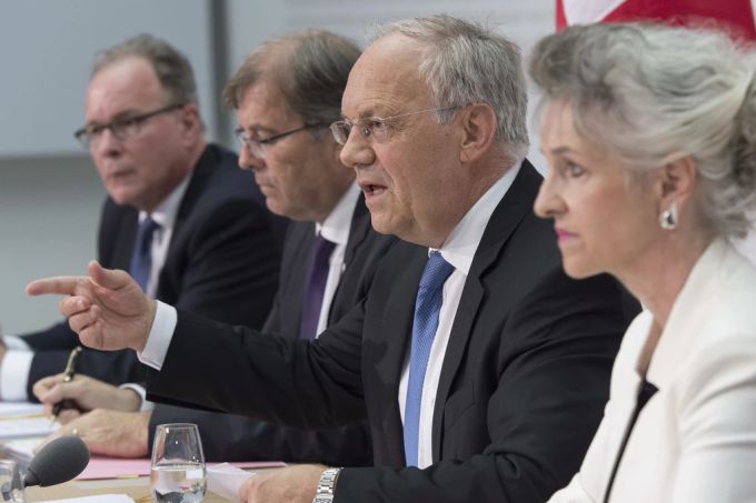 Bundesrat Johann Schneider-Ammann spricht am 19. Juni 2015 an der Medienkonferenz zur Umsetzung der Fachkräfteinitiative: Viel Zählbares hat dabei nicht herausgeschaut. (Archivbild) Fachkräfteinitiative 2015 Medienkonferenz Schneider-Ammann