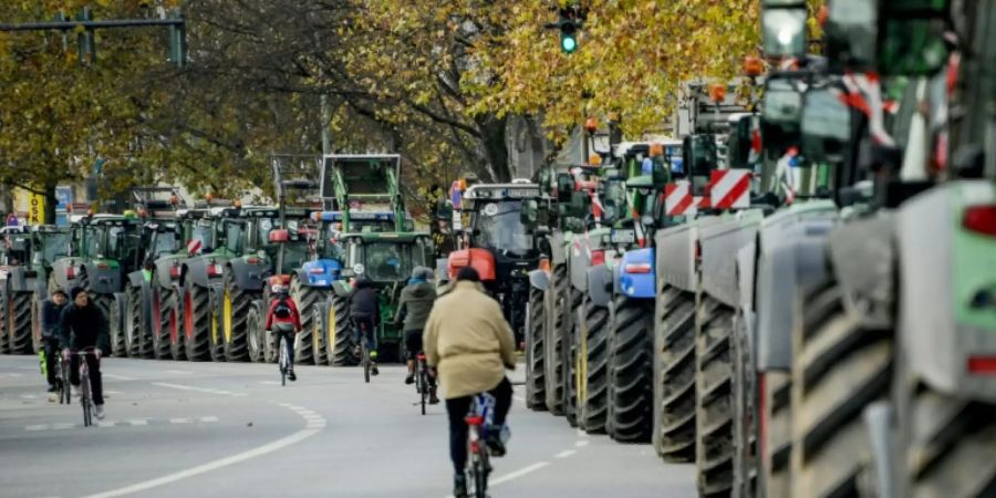 Traktoren in der Hamburger Innenstadt