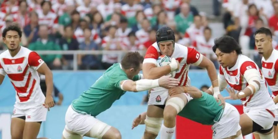 Japan besiegte bei der Rugby-WM Irland mit 19:12. Foto: kyodo