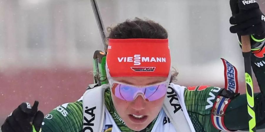 Spendete ihren früheren Teamkolleginnen Trost: Laura Dahlmeier. Foto: Sven Hoppe/dpa