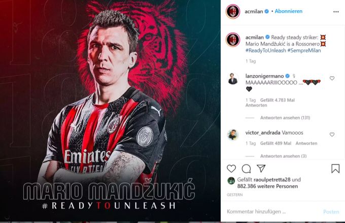 Der Transfer von Mario Mandzukic wurde von Zlatan Ibrahimovic gutgeheissen. Mandzukic Zlatan Ibrahimovic Milan