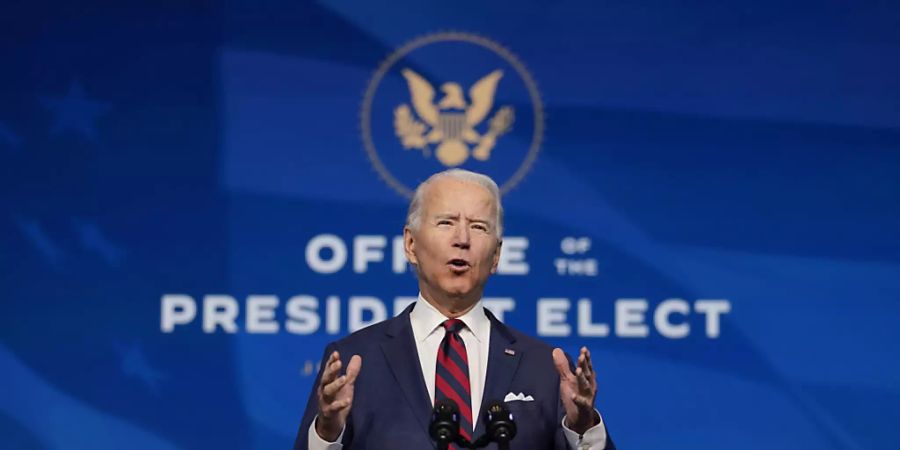 Der designierte US-Präsident Joe Biden verkündet seine Nominierungen und Ernennungen für das Klima- und Energieteam im «The Queen» Theater in Wilmington. Foto: Carolyn Kaster/AP/dpa