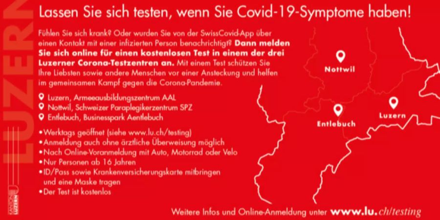 Lassen Sie sich testen, wenn Sie Covid-19-Symptome haben