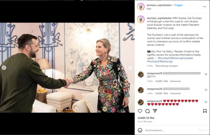 Herzogin Sophie traf Wolodymyr Selenskyj in Kiew. Sophie