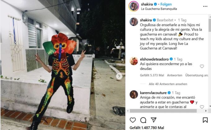 Shakira hat auf Instagram ein Foto, wo sie im Kostüm zu sehen ist, geteilt. shakira kostüm