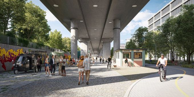 Unter dem Viadukt schafft Bern eine neue Fuss- und Veloverbindung sowie Raum für Freizeit, Sport und Kultur. Viadukt