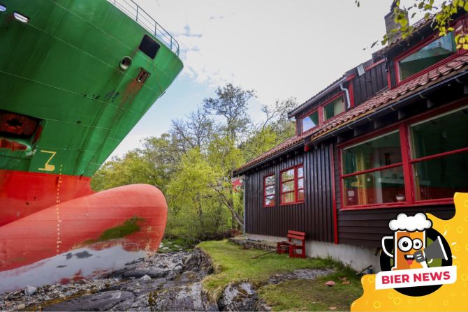 Containerschiff Garten Norwegen Mann