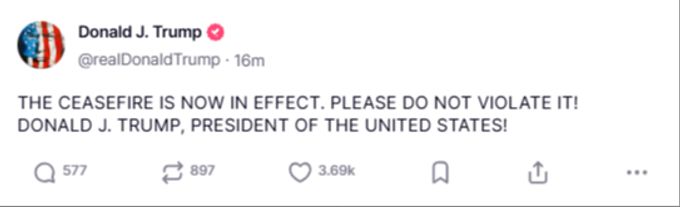 Der Post von Donald Trump. Trump