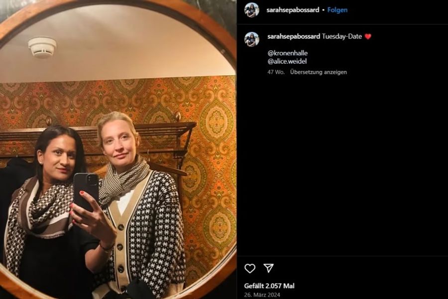 Sarah Bossard und Alice Weidel haben zwei gemeinsame Söhne und leben in der Schweiz.