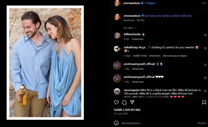Gemeinsam mit ihrem Bruder hat Emma Watson eine Gin-Marke gegründet. Emma Watson