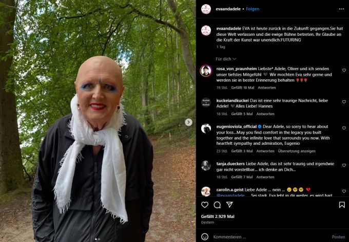 Adele nahm auch öffentlich Abschied von Eva. Eva Adele Instagram