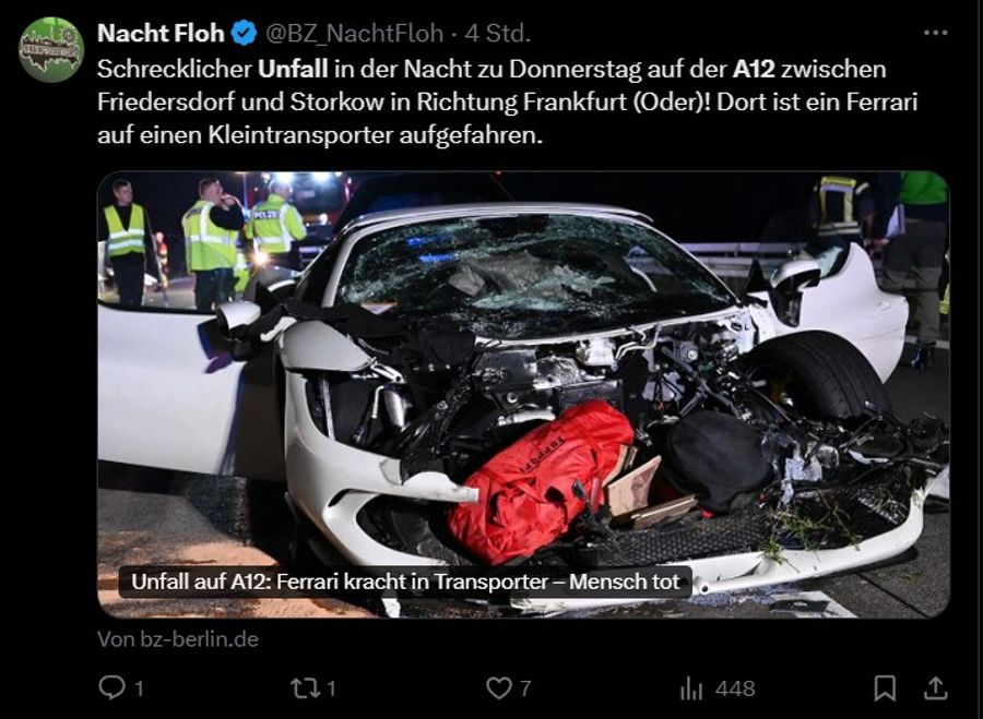 Ferrari Tweet Unfall