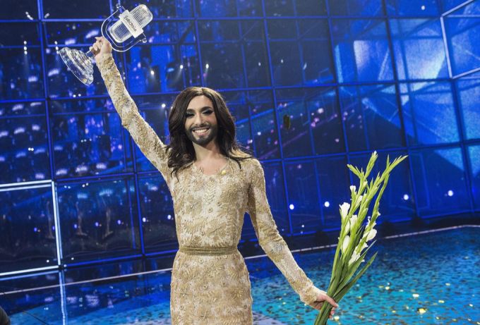 So sah Conchita Wurst bei ihrem Sieg beim Eurovision Song Contest 2014 aus. conchita wurst