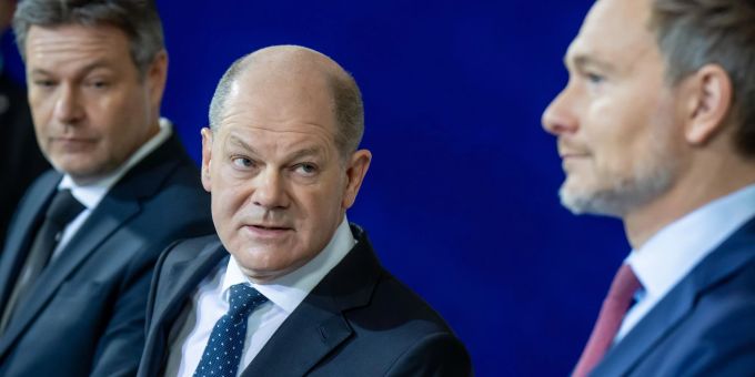 Habeck, Scholz und Lindner. (Archivbild) fdp papier