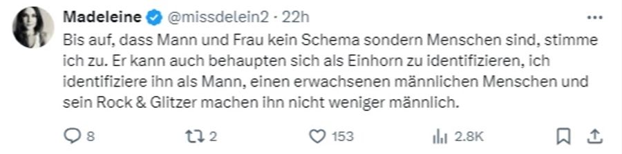 Auch Madeleine ist mit der SVP-Nationalrätin einer Meinung.