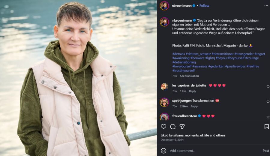 Dezember 2024: Ein neues Bild, ein neuer Ton – Brönimann tritt zunehmend als Chris in Erscheinung und spricht offen über seine Detransition.