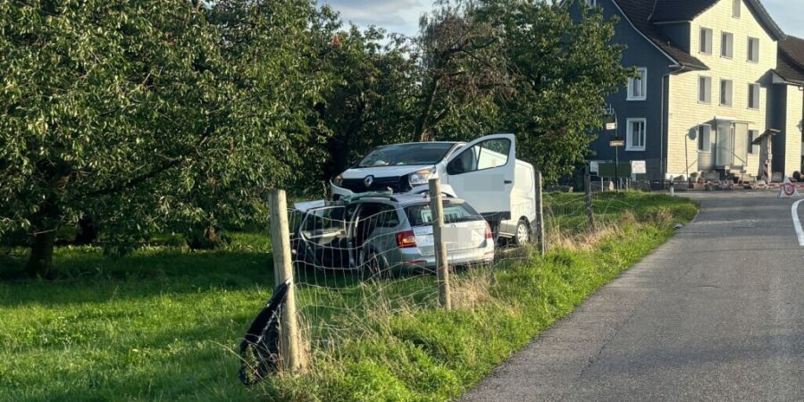 In Schweizersholz prallte ein Lieferwagen in ein Auto. Der Fahrer des Lieferwagens gab an, in einen Sekundenschlaf verfallen zu sein.