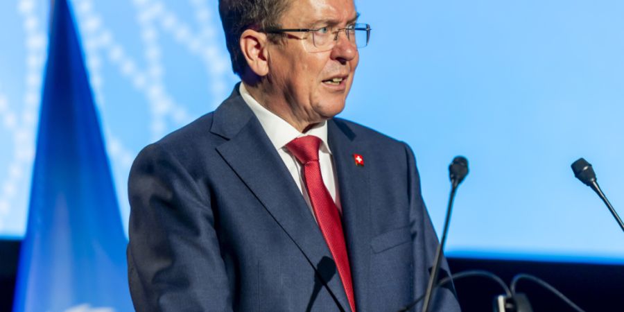 Bundesrat Albert Rösti in Genf.