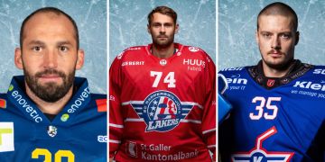 Sandro Aeschlimann, Ludovic Waeber und Ivars Punnenovs SLAPSHOT