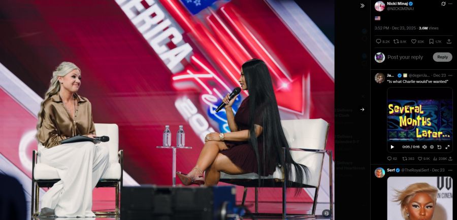 Nicki Minaj wiederholte bei ihrem Gespräch mit der Witwe von Charlie Kirk Aussagen aus ihrer Vergangenheit, die von Kritikern als transphobisch bezeichnet werden.