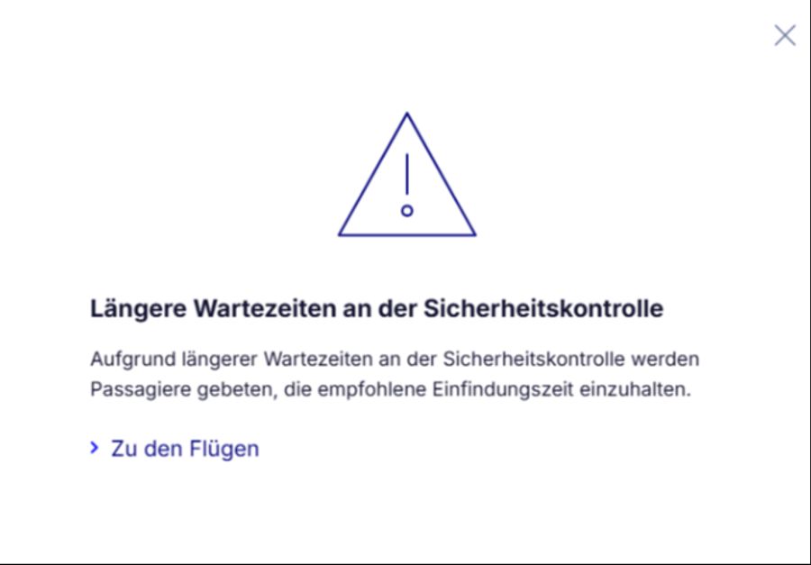 Aktuell kommt es am Flughafen Zürich zu längeren Wartezeiten und Verspätungen.