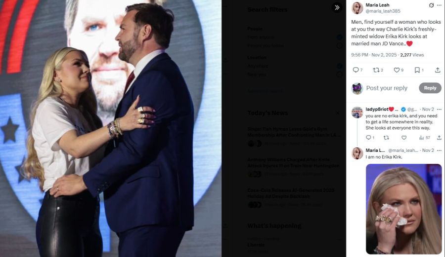 Die Witwe von Charlie Kirk verglich ihren verstorbenen Mann mit JD Vance.