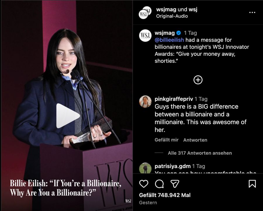 billie eilish milliardäre